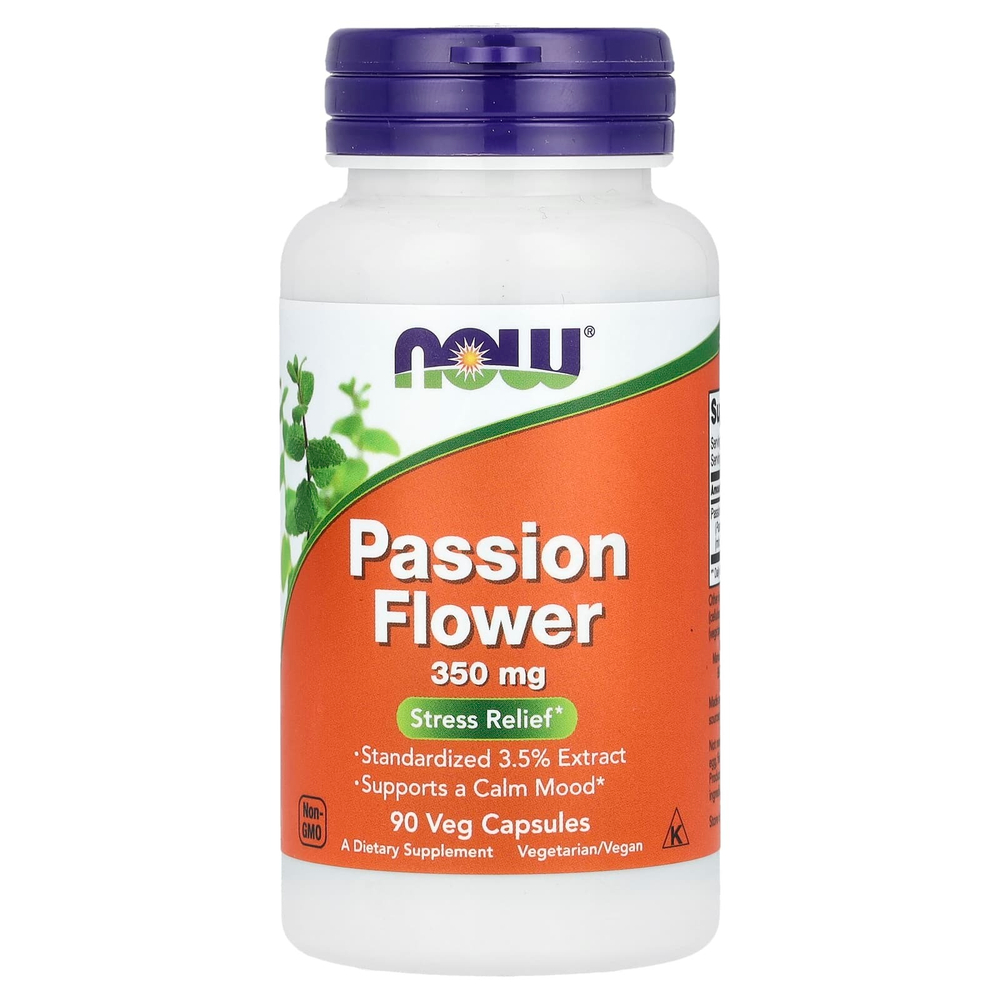 NOW Foods, пассифлора, 350 мг, 90 растительных капсул