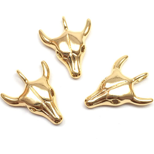Подвеска "Череп коровы" 17х13 мм, позолота
