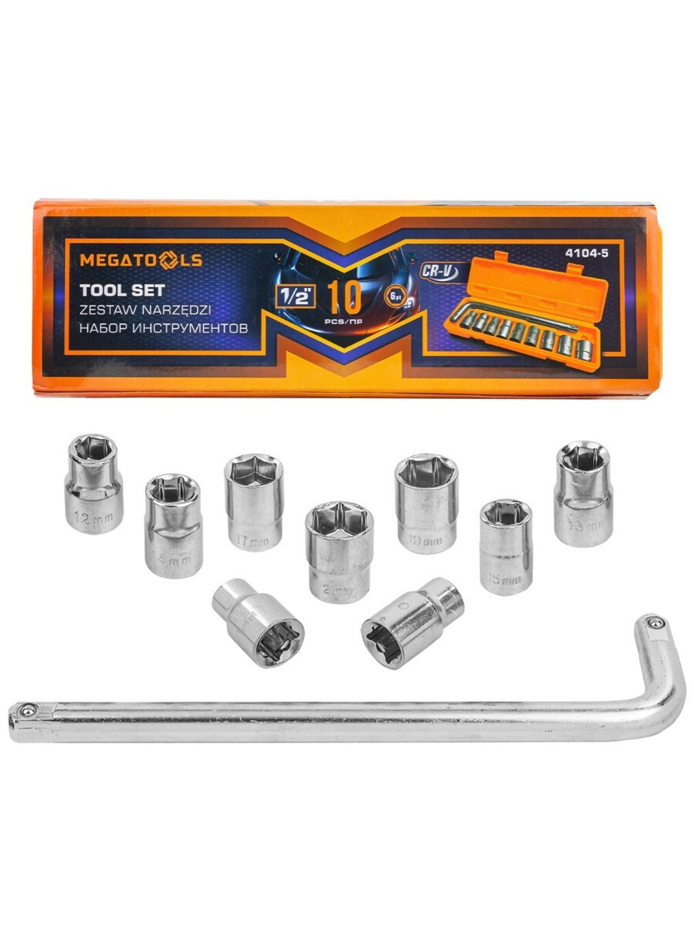 Набор инструментов 10пр, 1/2''( 6гр.) MEGATOOLS MT-4104-5