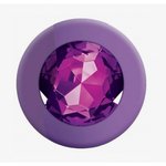 Анальная пробка из фиолетового силикона с розовым кристаллом (размер S)