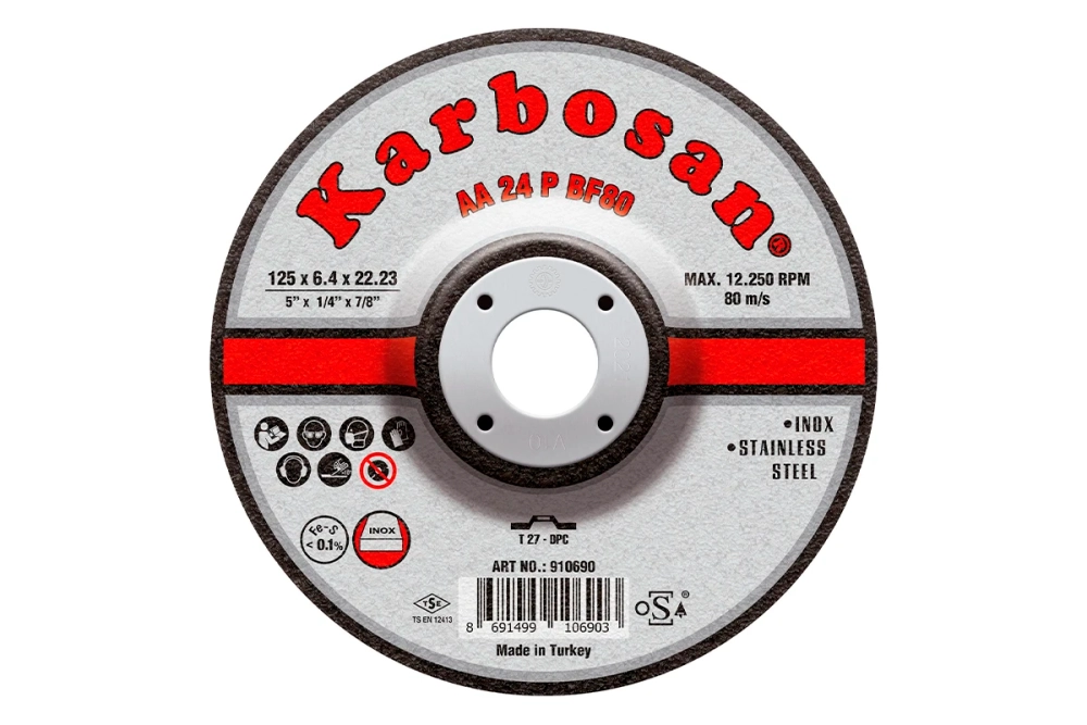 Диск шлифовальный по нержавеющей стали Karbosan 125х6,4х22 INOX
