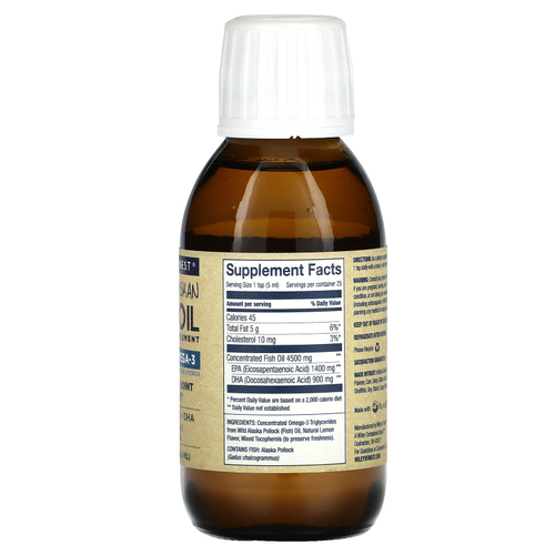 Wiley's Finest, Жир диких аляскинских рыб, пик омега-3, натуральный лимон, 2300 мг, 125 мл (4,23 жидк. унц.)