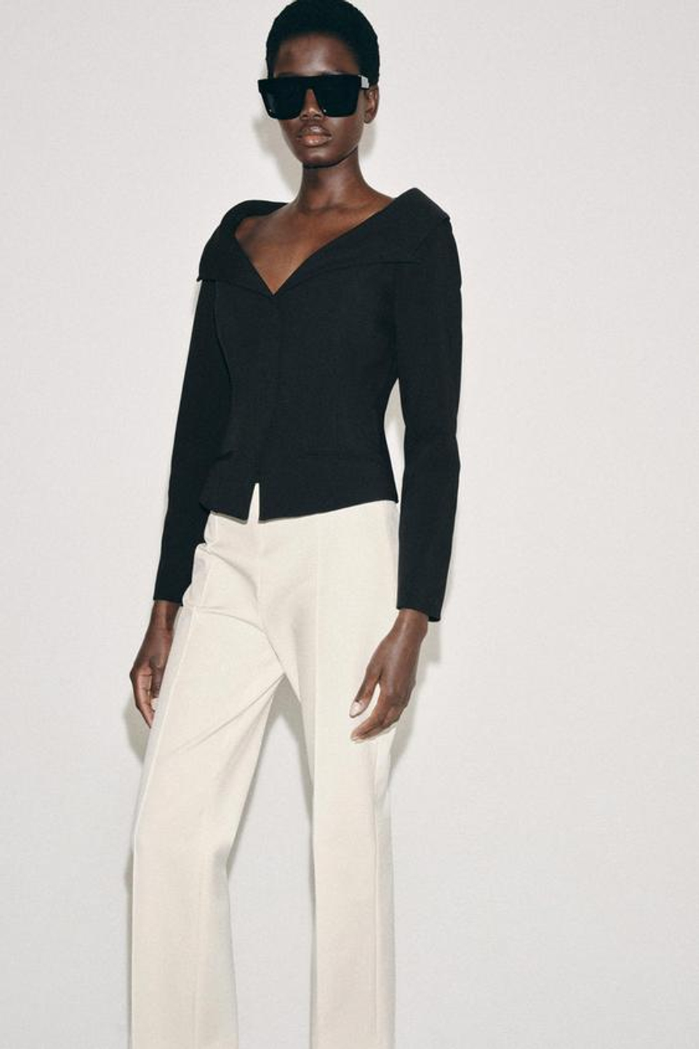 ZARA БЛЕЙЗЕР ПРИТАЛЕННОГО КРОЯ — ZW COLLECTION, ЧЕРНЫЙ