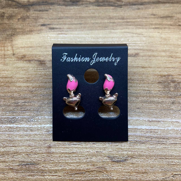 Серьги Small Лисичка эмаль цветная цвет розовый металл золотистый