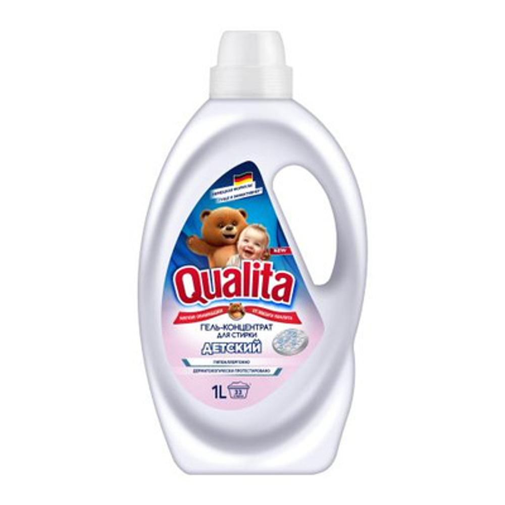 Qualita C&R Универсальный гель д/стирки детс. 1 л д/в тип.бел. свеж.,экст.хлопка пл/бут.