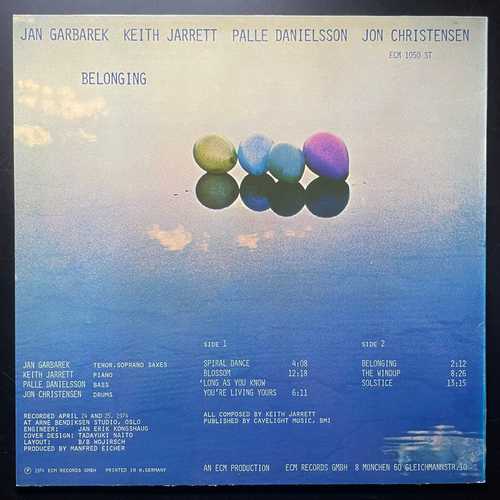 Jan Garbarek, Keith Jarrett, Palle Danielsson, Jon Christensen ‎– Belonging (Германия) ECM