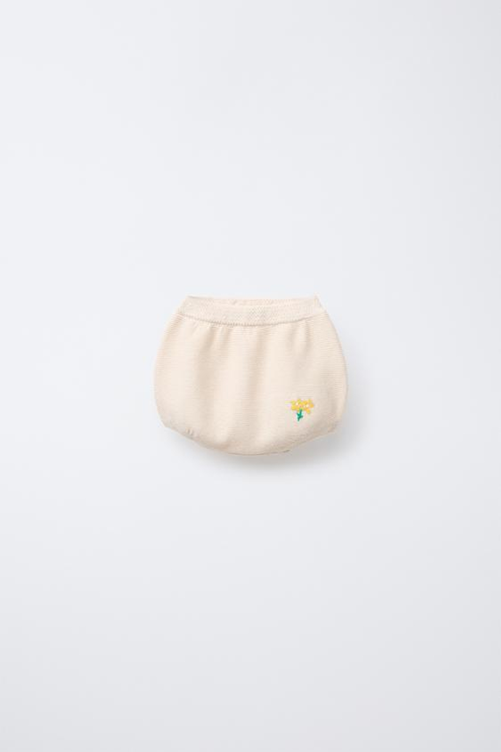 ZARA ТРИКОТАЖНЫЕ ШАРОВАРЫ С ЦВЕТОЧНОЙ ВЫШИВКОЙ, ВАНИЛЬНЫЙ