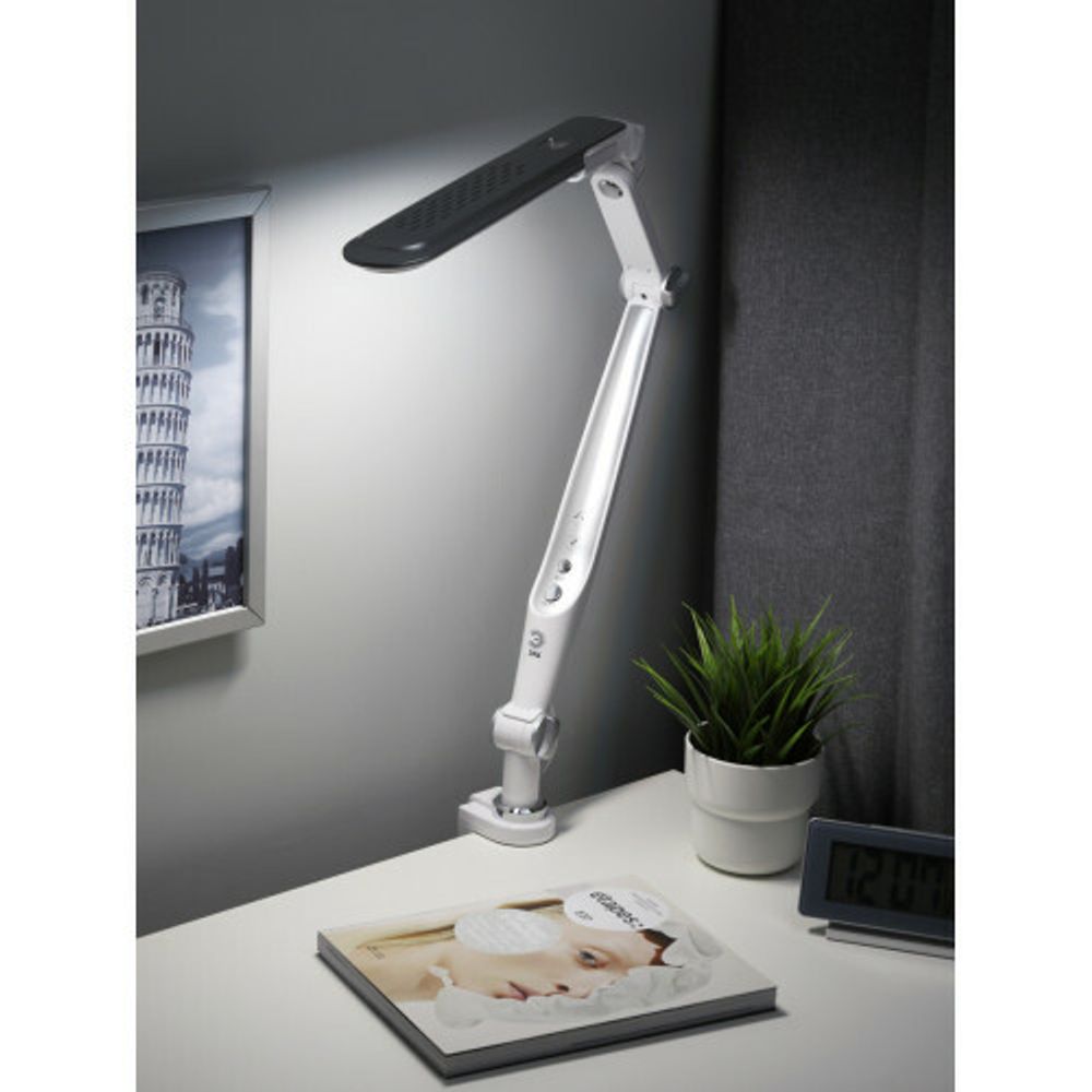 Настольный светильник ЭРА NLED-496-12W-S светодиодный на струбцине серебро