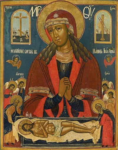 Икона Положение во гроб Иисуса Христа на дереве на левкасе