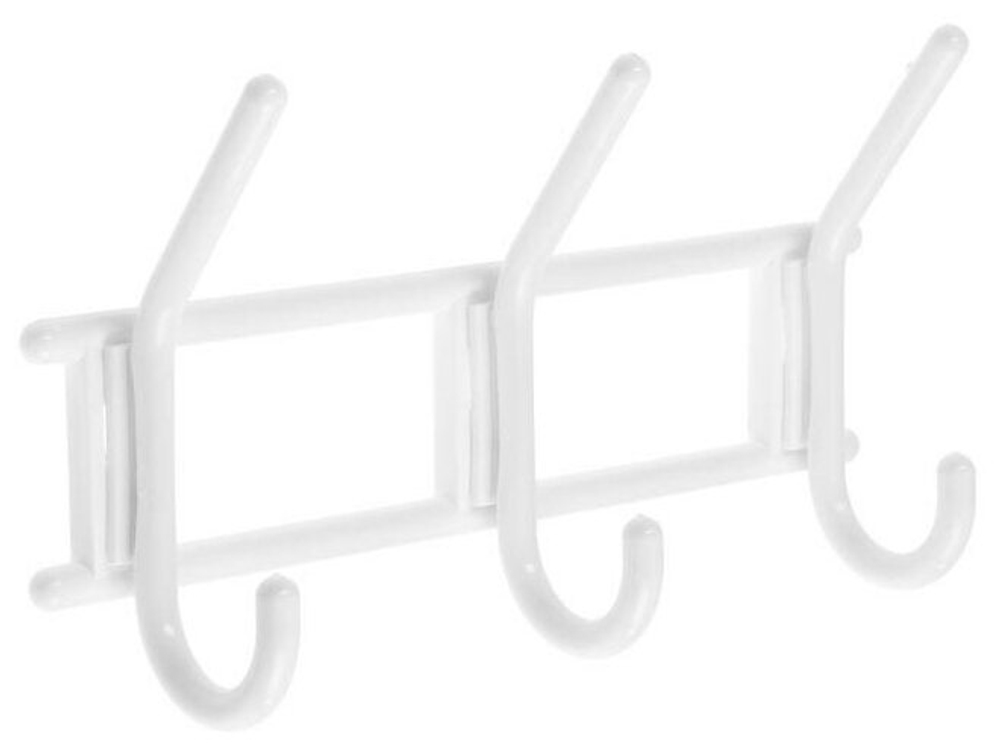 ВЕШАЛКА 3-Х КРЮЧКОВАЯ СНЕЖНО-БЕЛАЯ. ПЛАСТ