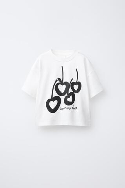 ZARA ФУТБОЛКА С РЕЛЬЕФНЫМ ПРИНТОМ, ЧЕРНЫЙ