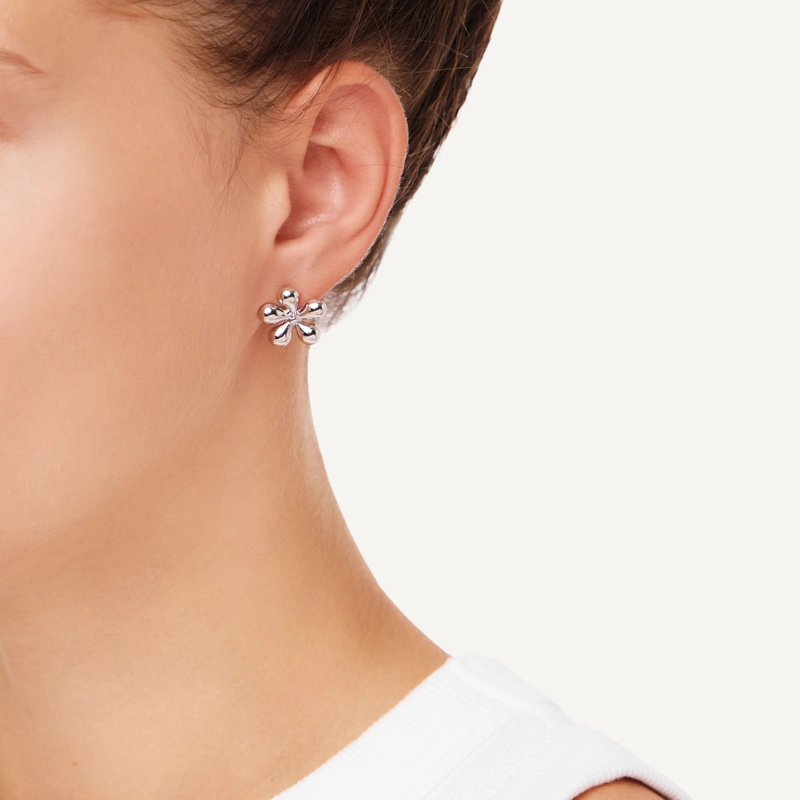 Серьги Продолговатые Цветы – Серебро