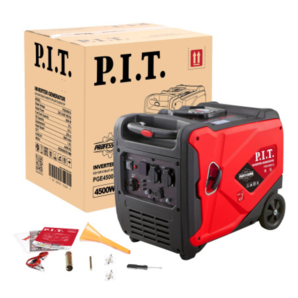 Генератор бензиновый инверторный P.I.T. PGE4500-G (4,5/4,2 кВт, 236см?, 4 такт, 2х220В, 12В, 18,3А)