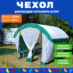 Москитная сетка для беседки Агросфера Астра со шторами, зеленая однотонная