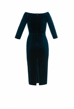 Бархатное платье-футляр с глубоким декольте 09-02-24 FW