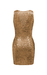 Платье мини из пайеток драпированное