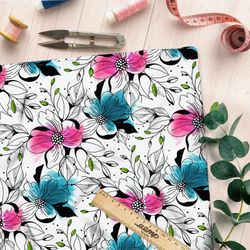 Ткань блэкаут графические цветы