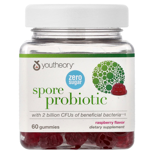 Youtheory, Spore, пробиотик, со вкусом малины, 60 жевательных таблеток