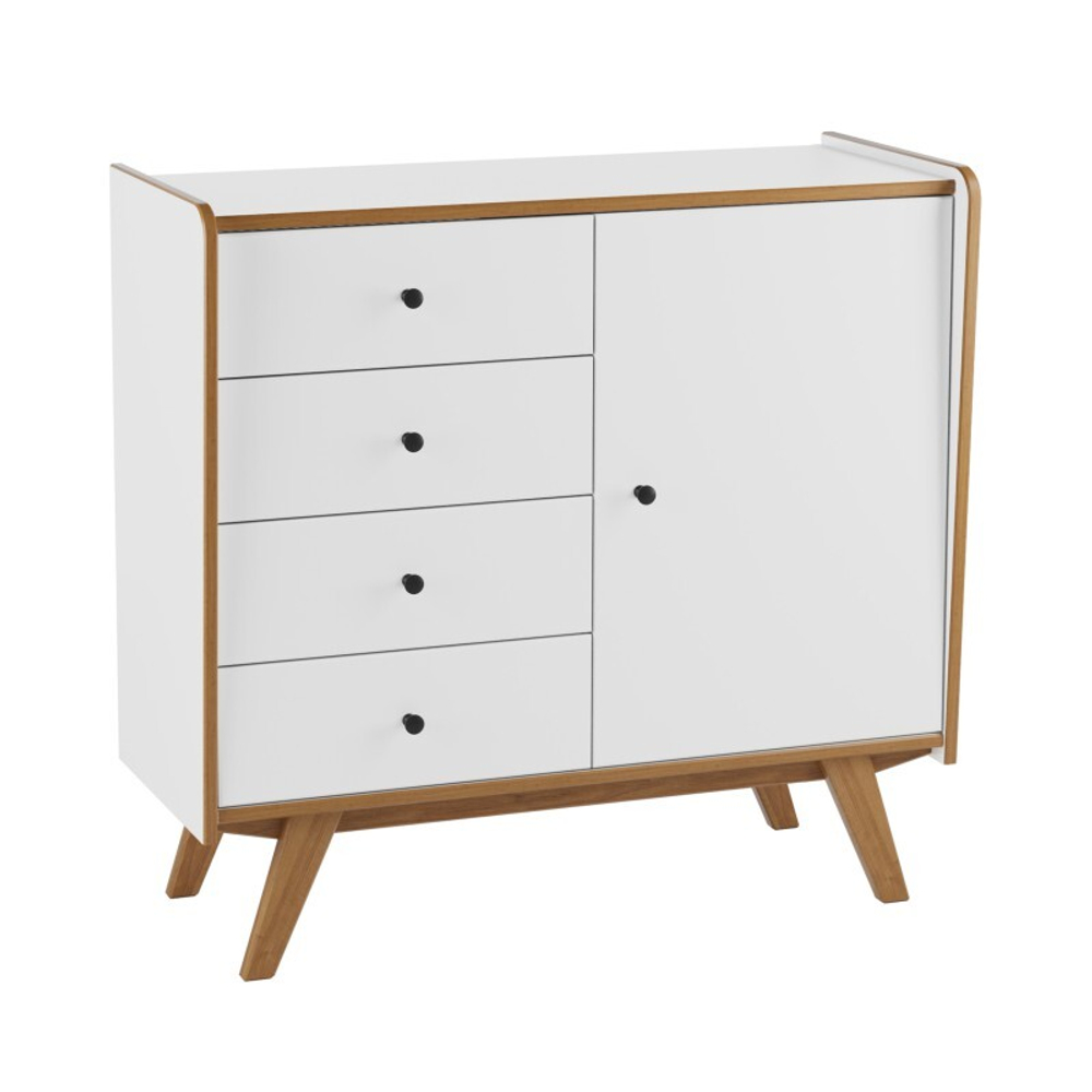 Тумба «Винтаж» 1 дверь 4 ящика белый лак/браун