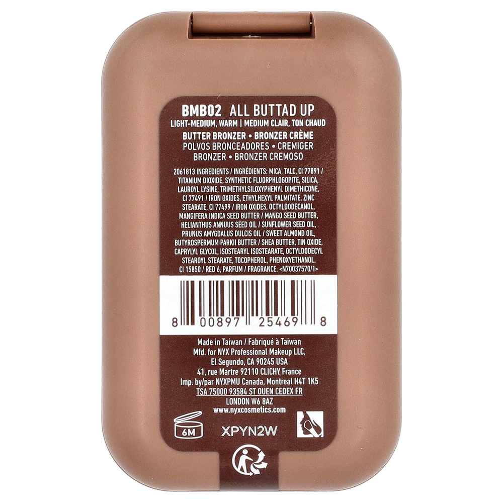 NYX Professional Makeup, Buttermelt Bronzer, 02 All Buttad Up, 5 г (0,17 унции)