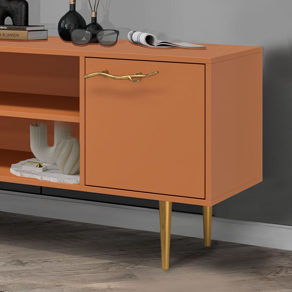 Тумба под ТВ Арт Колор matte 155см Стайл Голд Томленый оранжевый матовый