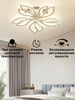 Люстра потолочная светодиодная с пультом,белая,светильник,