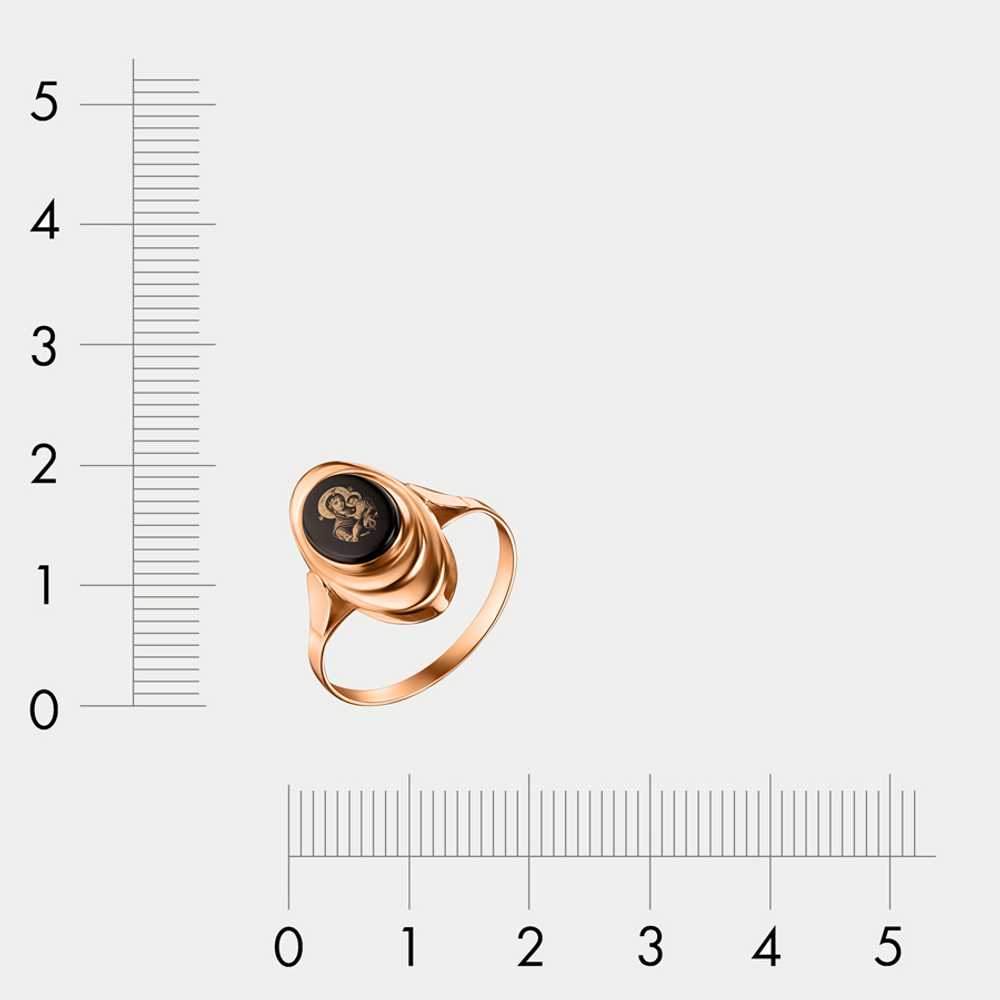 Кольцо для женщин из розового золота 585 пробы с ониксом (арт. 03539О)