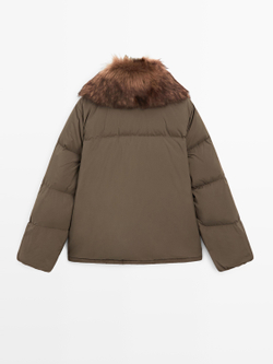 Massimo Dutti Стеганая куртка с водоотталкивающей пропиткой, темный хаки