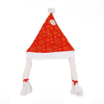 Колпак новогодний с косами красный «Снежинки» 28*38см