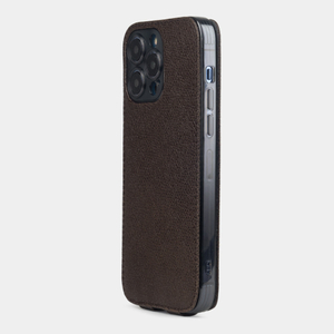Чехол для iPhone 15 Pro из кожи сафьяно, коричневого цвета