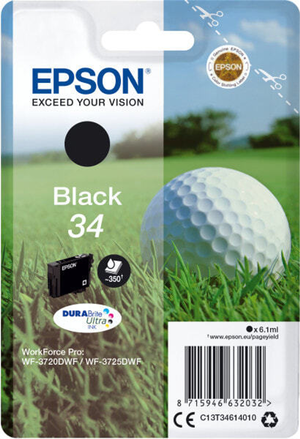 Epson Golf ball C13T34614020 струйный картридж Подлинный Черный 1 шт