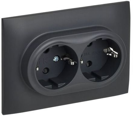 Розетка 2-м SKANDY 16А с заземл. защ. шторки в сборе SK-R07T титан IEK SK-R24-16-K48-F