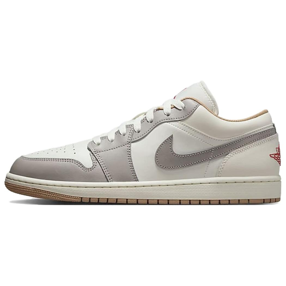 Jordan Air Jordan 1 Cushioning Low top Vintage Basketball Shoes Men's Beige Gray/Sail White