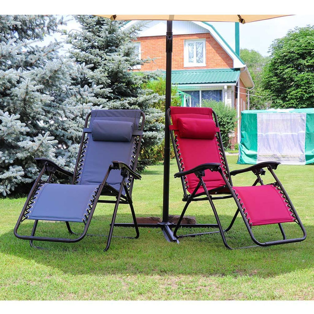 Шезлонг пляжный складной, металл, 165х65х110 см, 100 кг, 2 положения спинки, бордовый, двухслойный, Green Days