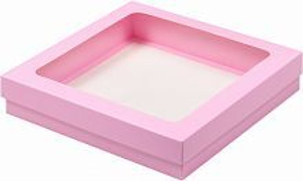 Коробка для клубники в шоколаде 200*200*40 мм (розовая)
