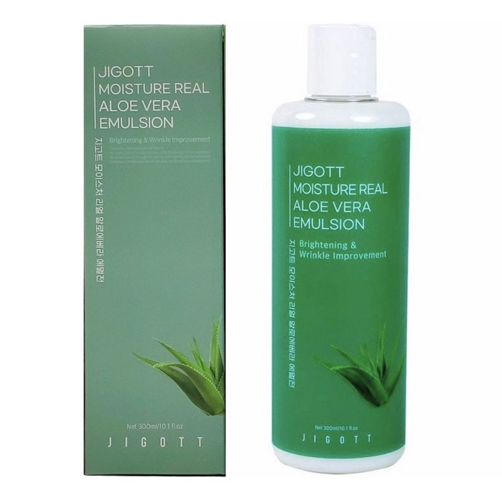 Jigott Moisture Real Aloe Vera Emulsion эмульсия увлажняющая с экстрактом алоэ для лица и тела