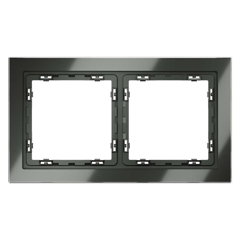 Рамка стеклянная VOLTUM S70 на 2 поста, (титан, стекло)