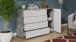 Комод для одежды с ящиками и полками Ателье светлый/Белый матовый 4 ящика 129х41х84 см