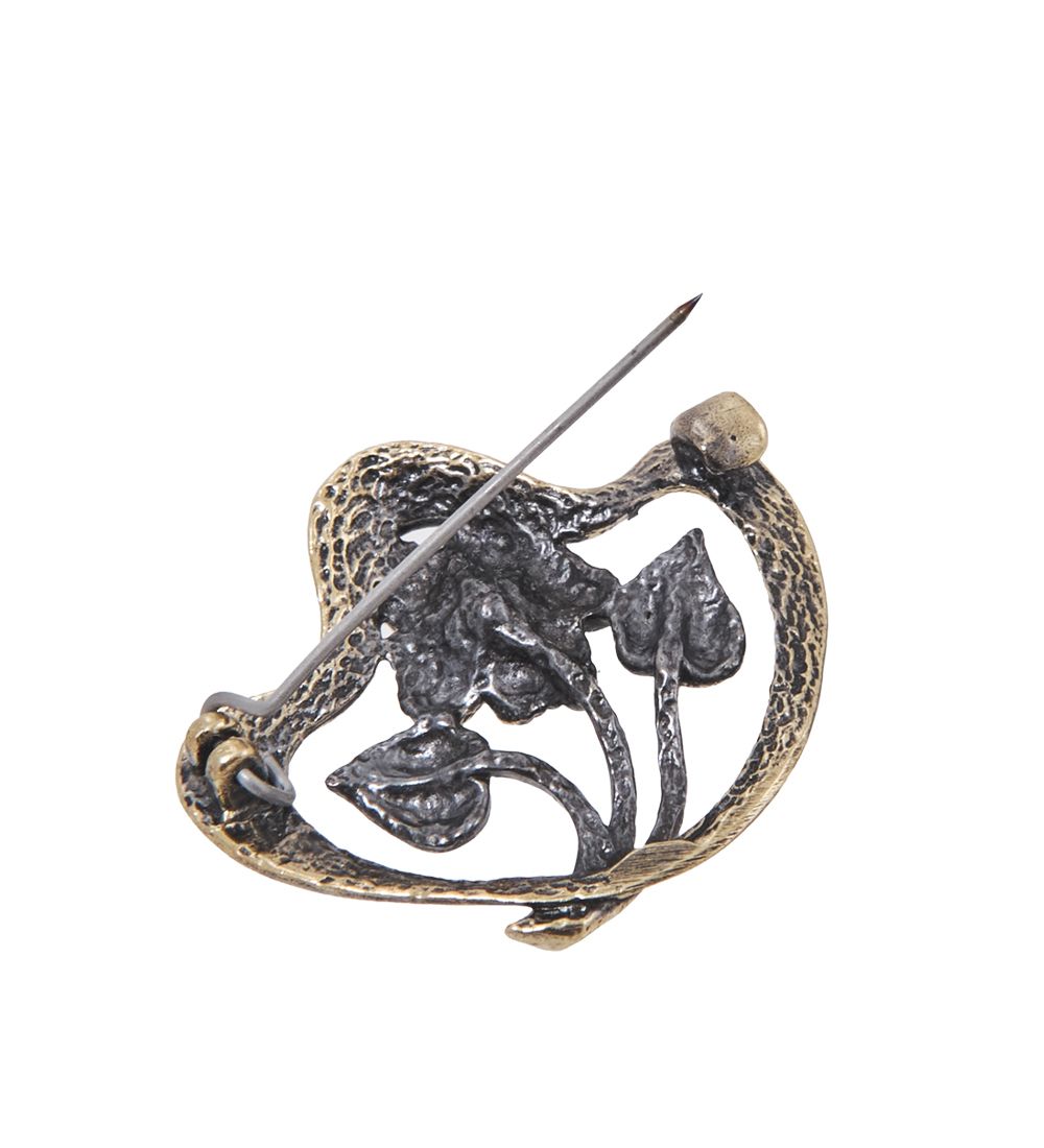 AM-4046 Брошь «Цветок Лютик» (латунь, янтарь)