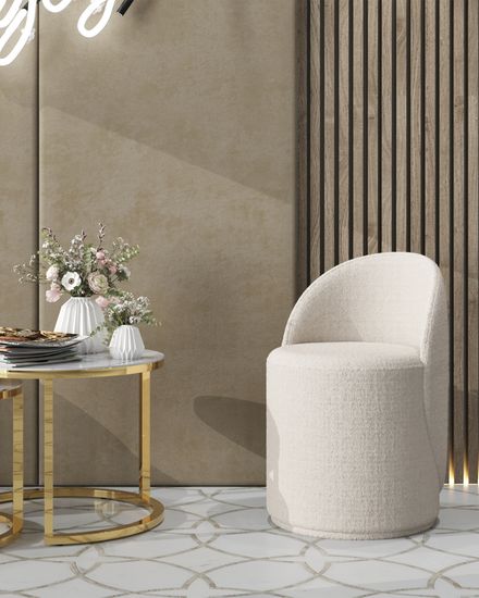 Пуф Loreen вращающийся букле белый