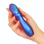 Синий вибромассажёр со спиралевидным рельефом - 14 см. (Цвет: синий)