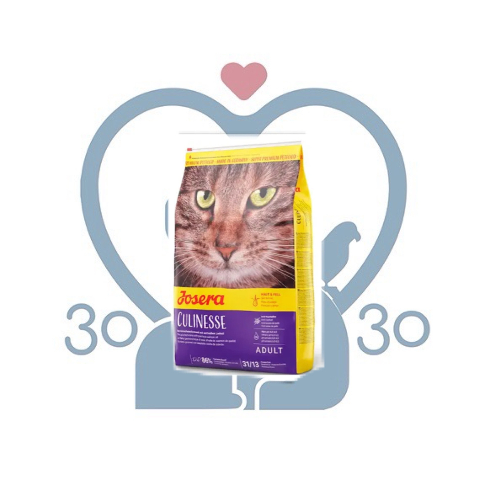 Culinesse (Adult 31/13) для привередливых кошек живущих в помещениях, с добавлением лосося 6%, умеренное содержание жира, сбалансированный состав делает корм вкусным и легкоусвояемым