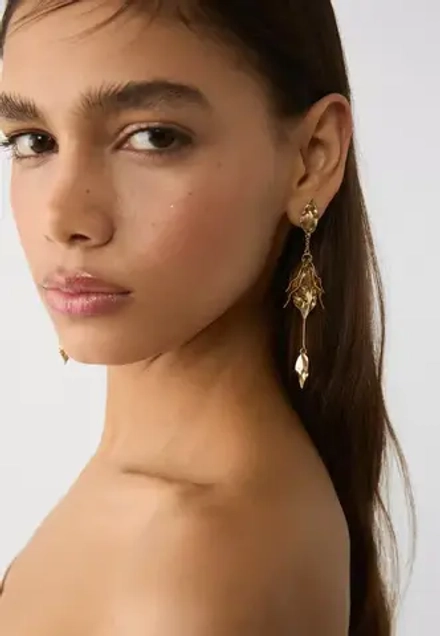 STRADIVARIUS Серьги с цветочными подвесками, золотой