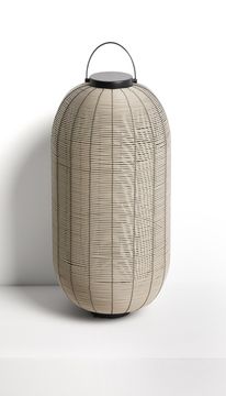 Портативная настольная лампа Saranella из светло-серого искусственного ротанга