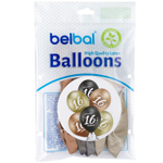 Шар латексный 35см Набор 6 шт Юбилей - 16 (Ассорти)