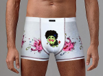 Мужские трусы-боксеры с забавным принтом - слонами и черепахой (Размер: XL) (Цвет: белый)