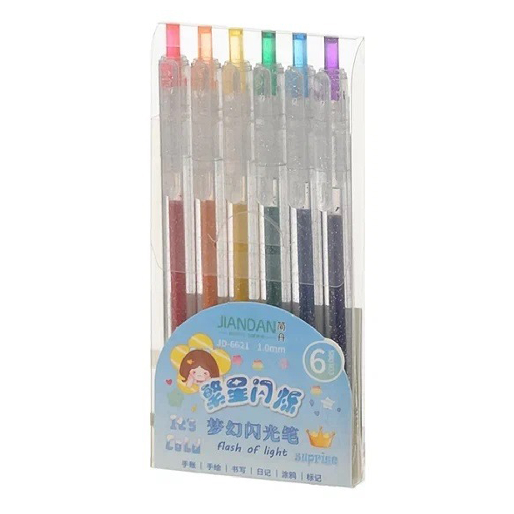 Ручка гелевая, автоматическая, Jiandan, цветные чернила, ароматизированные с блёстками, 6 шт