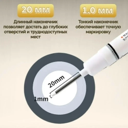 Маркер строительный тонкий разметочный с длинным наконечником, 5 шт (черный, красный, синий, зеленый, белый)