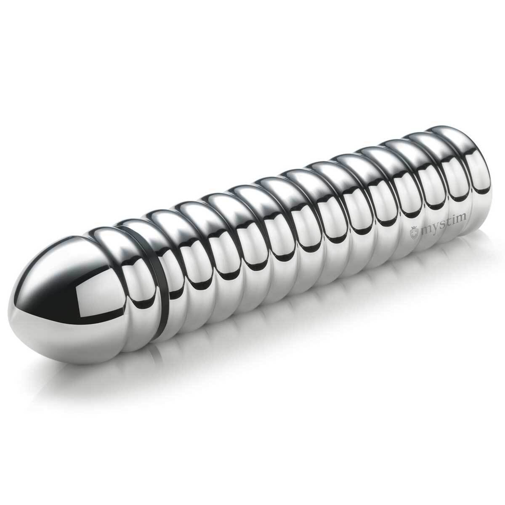 Рельефный фаллос для интенсивного электросекса Groovey George - 20 см. (Цвет: серебро)