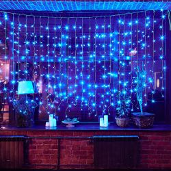 ULD-C3020-264-TTK BLUE IP44 Занавес светодиодный с эффектом мерцания. 3х2м. 264 светодиода. Синий свет. Провод прозрачный. TM Uniel